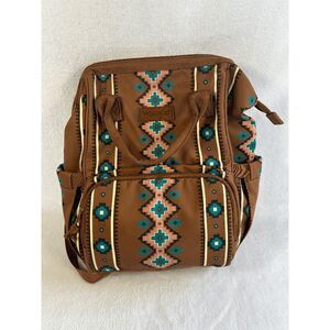 Wrangler Diaper Bag Geometric Southwestern Pattern, Brown/Pink Backpack Style